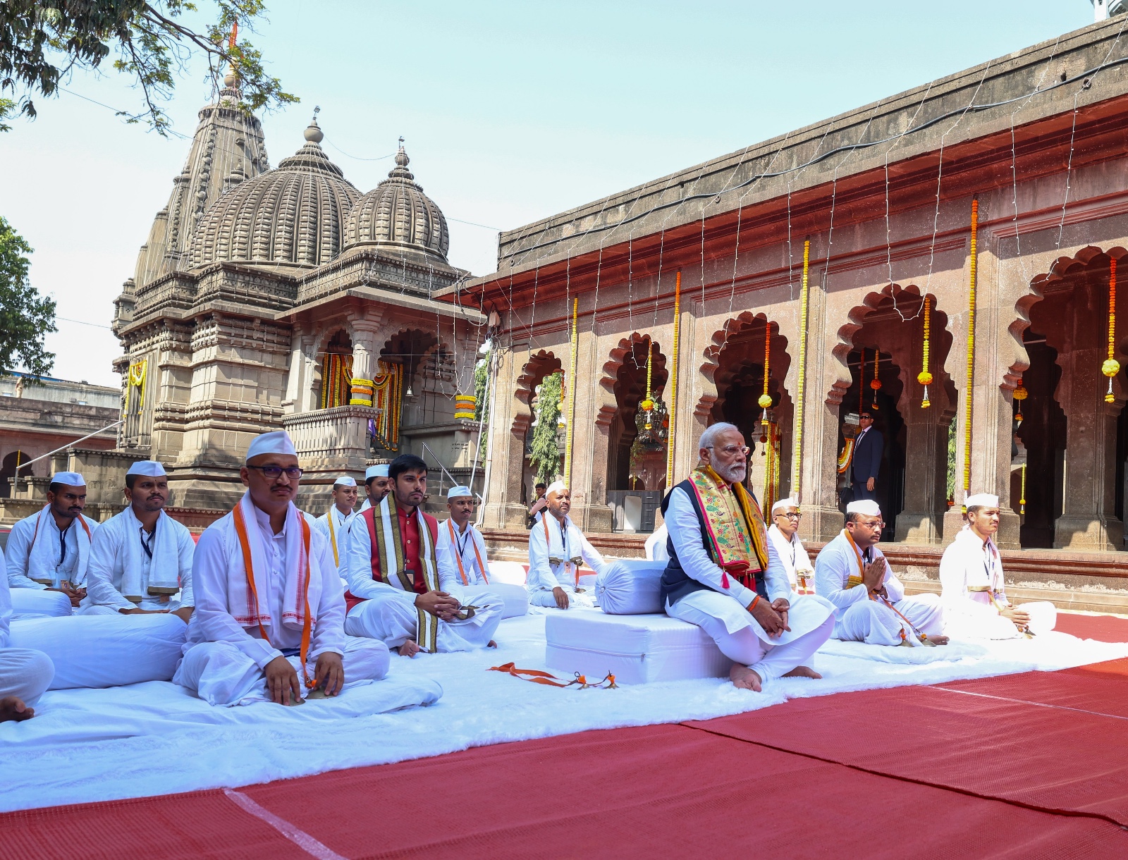 PM Modi Plays Cymbals At Nashik Temple As Priests Sing Ram Bhajan